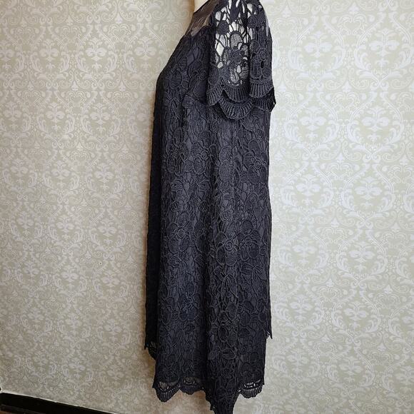 Asos Black Floral Crochet Overlay Dress Size 6 - Picture 9 of 14